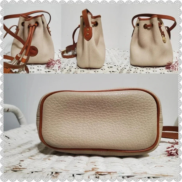 Dooney Bourke | Vintage Tan Bone Mini Drawstring Bucket Crossbody Bag - Picture 3 of 5